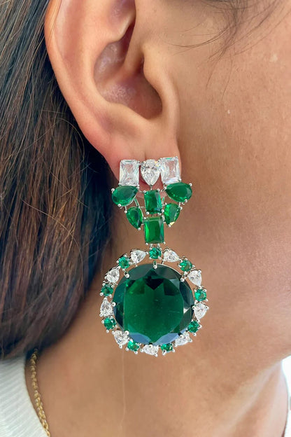 Emerald Stone Faux Diamond Necklace Set 