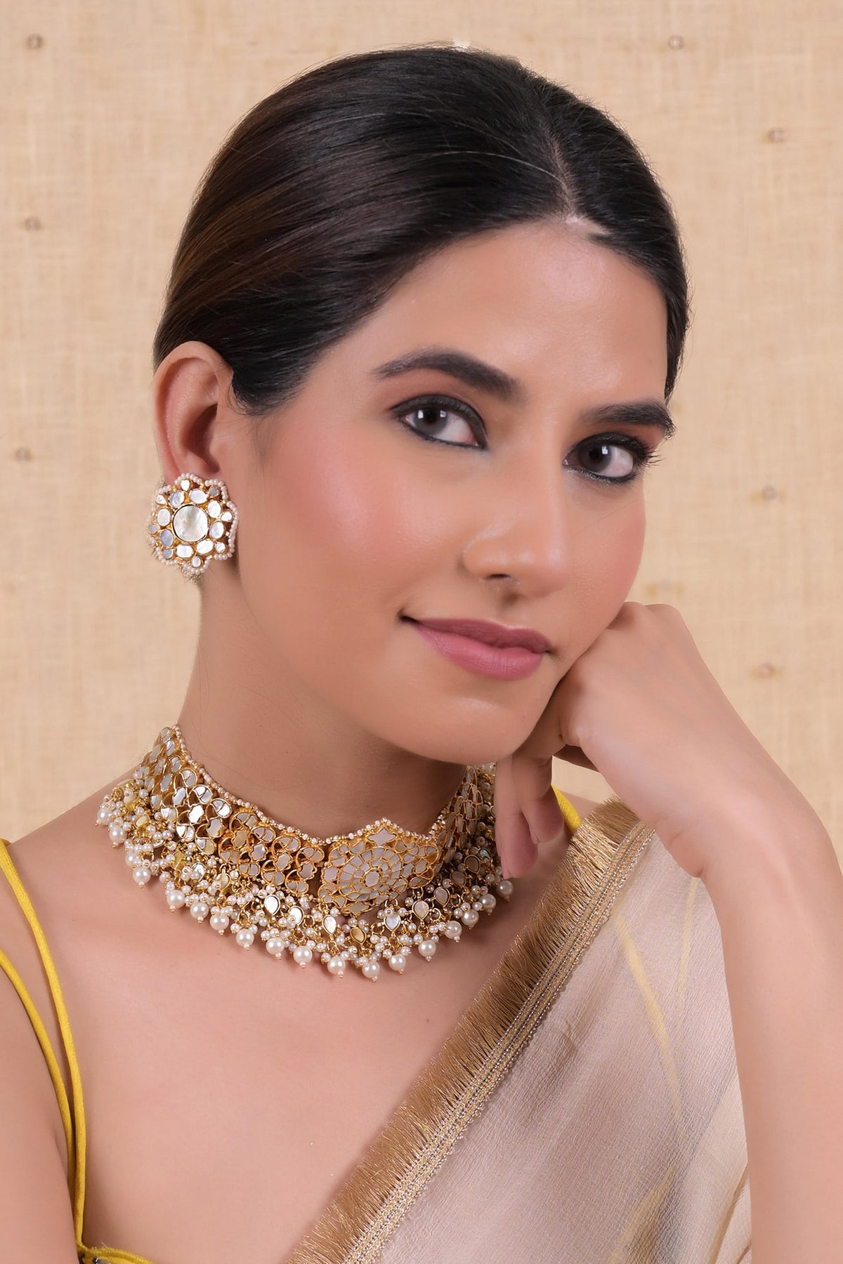 Gold Plated Kundan Necklace Set 