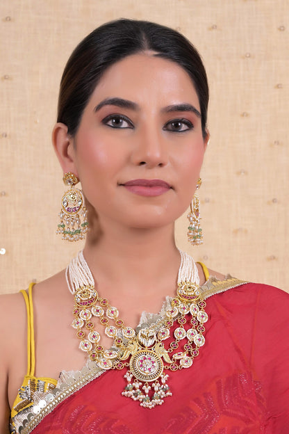 Layered Kundan Gemstone Necklace Set 