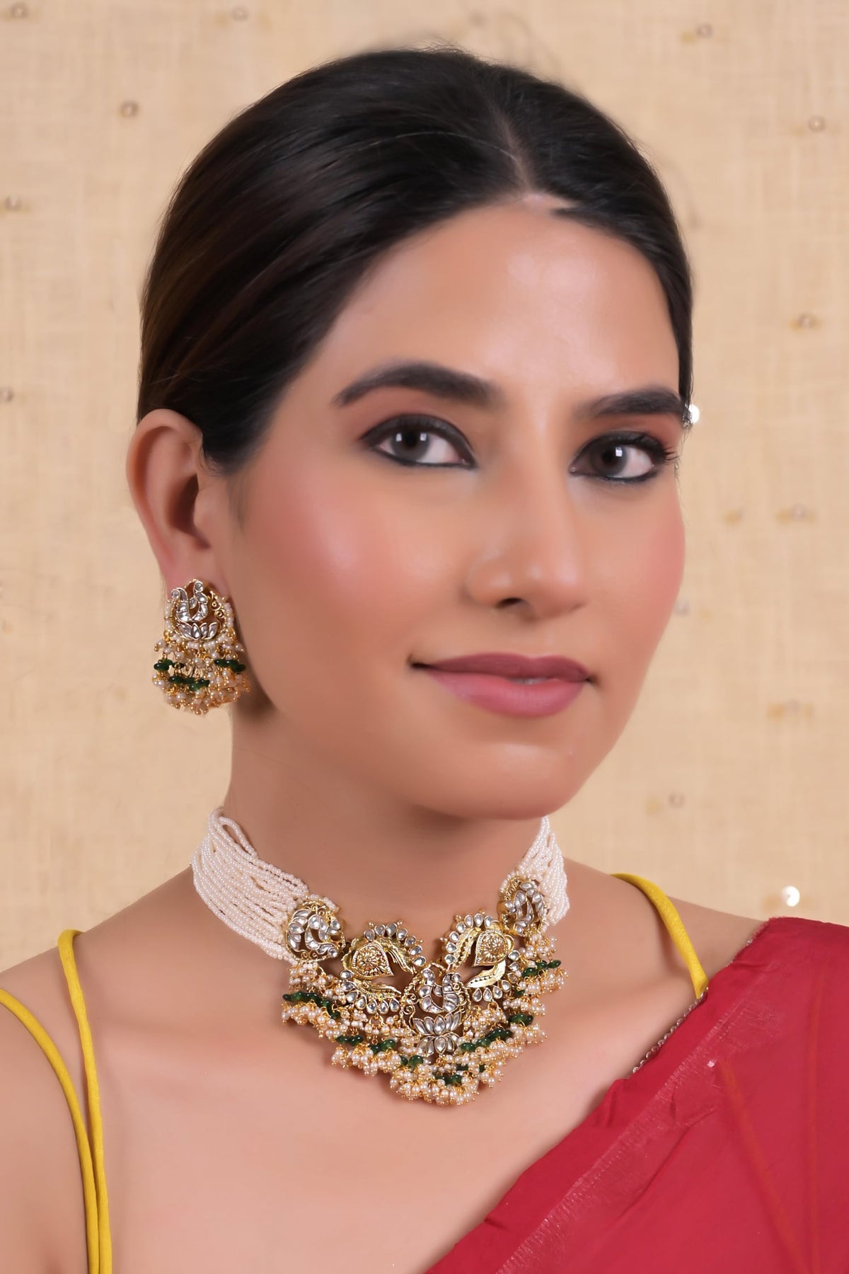 Floral Kundan Motif Choker Set 