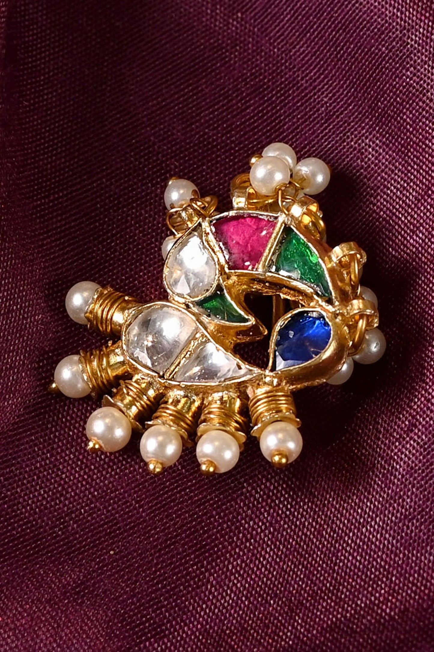 Kundan Bird Motif Nose Pin 