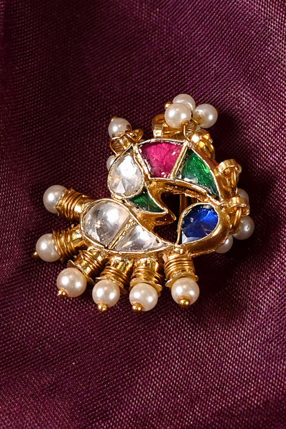 Kundan Bird Motif Nose Pin 