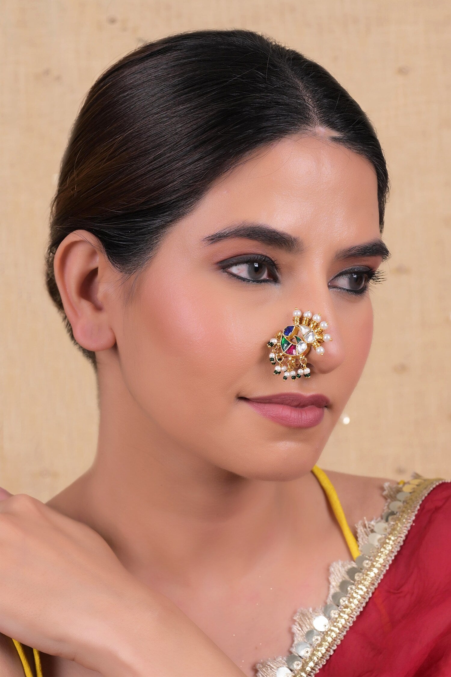 Kundan Bird Motif Nose Pin 