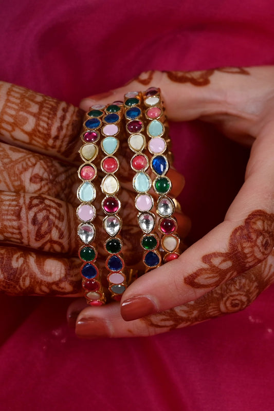 Kundan Teardrop Bangles Set of 4 