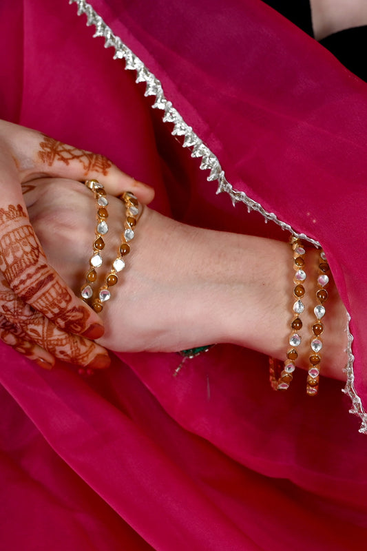 Kundan Teardrop Bangles Set of 4 