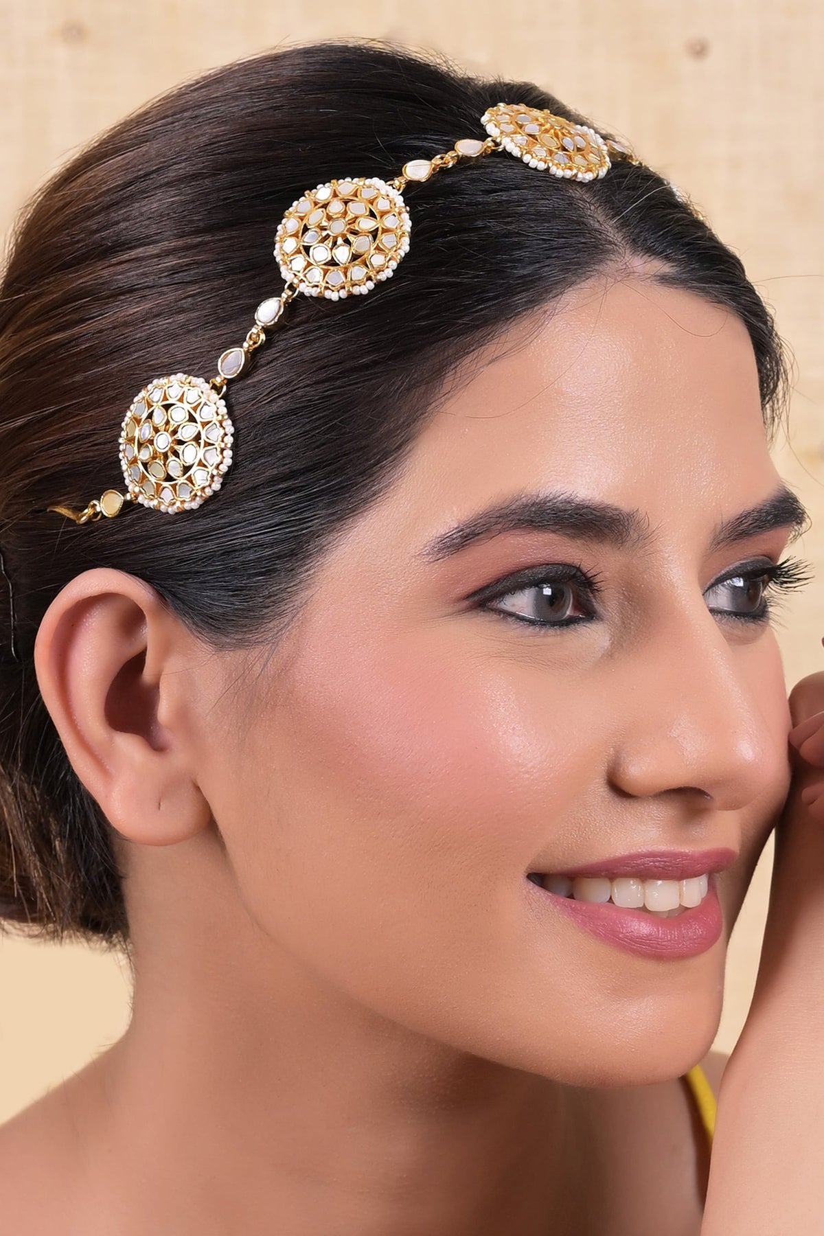 Gold Plated Mother Of Pearl Mathapatti 