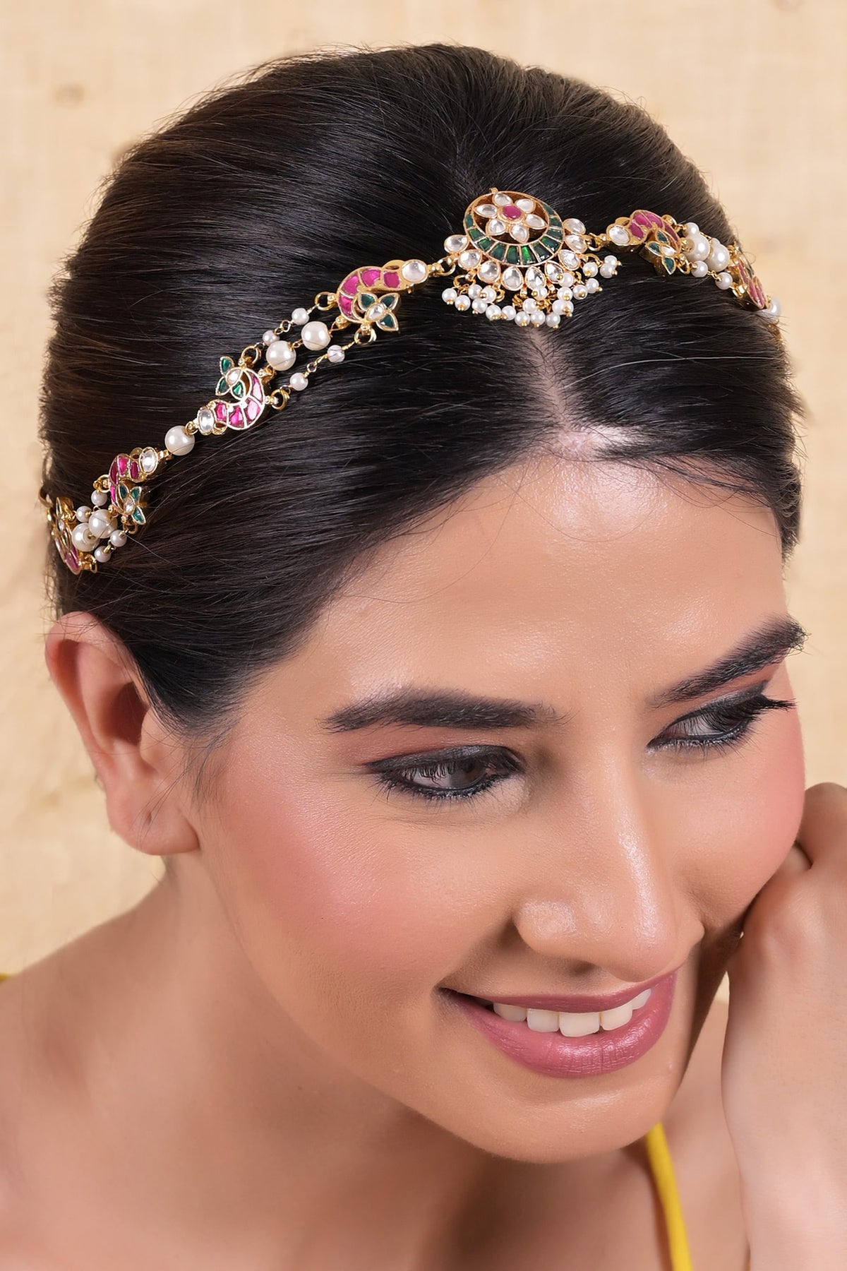 Gold Plated Chand Bloom Mathapatti 