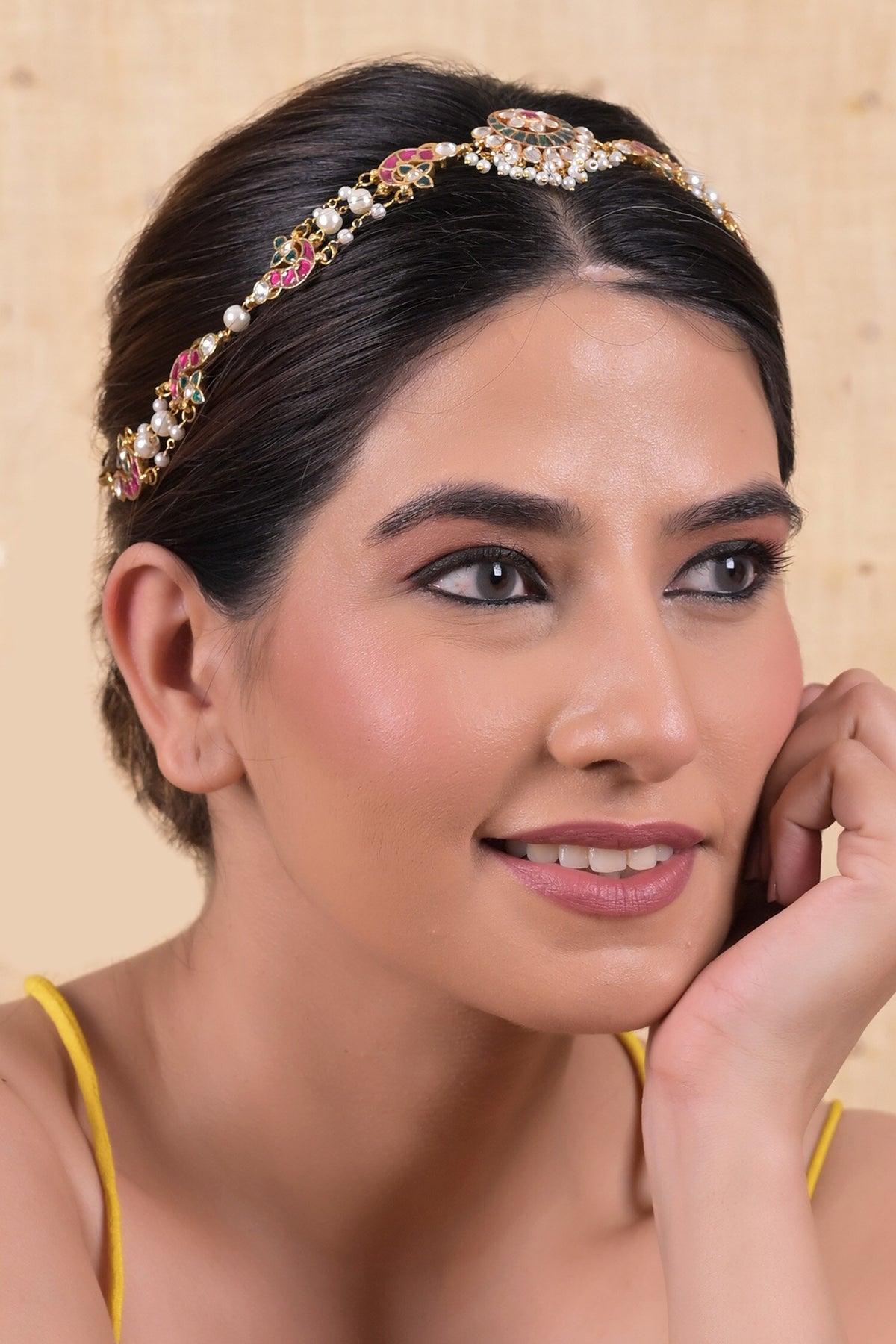 Gold Plated Chand Bloom Mathapatti 