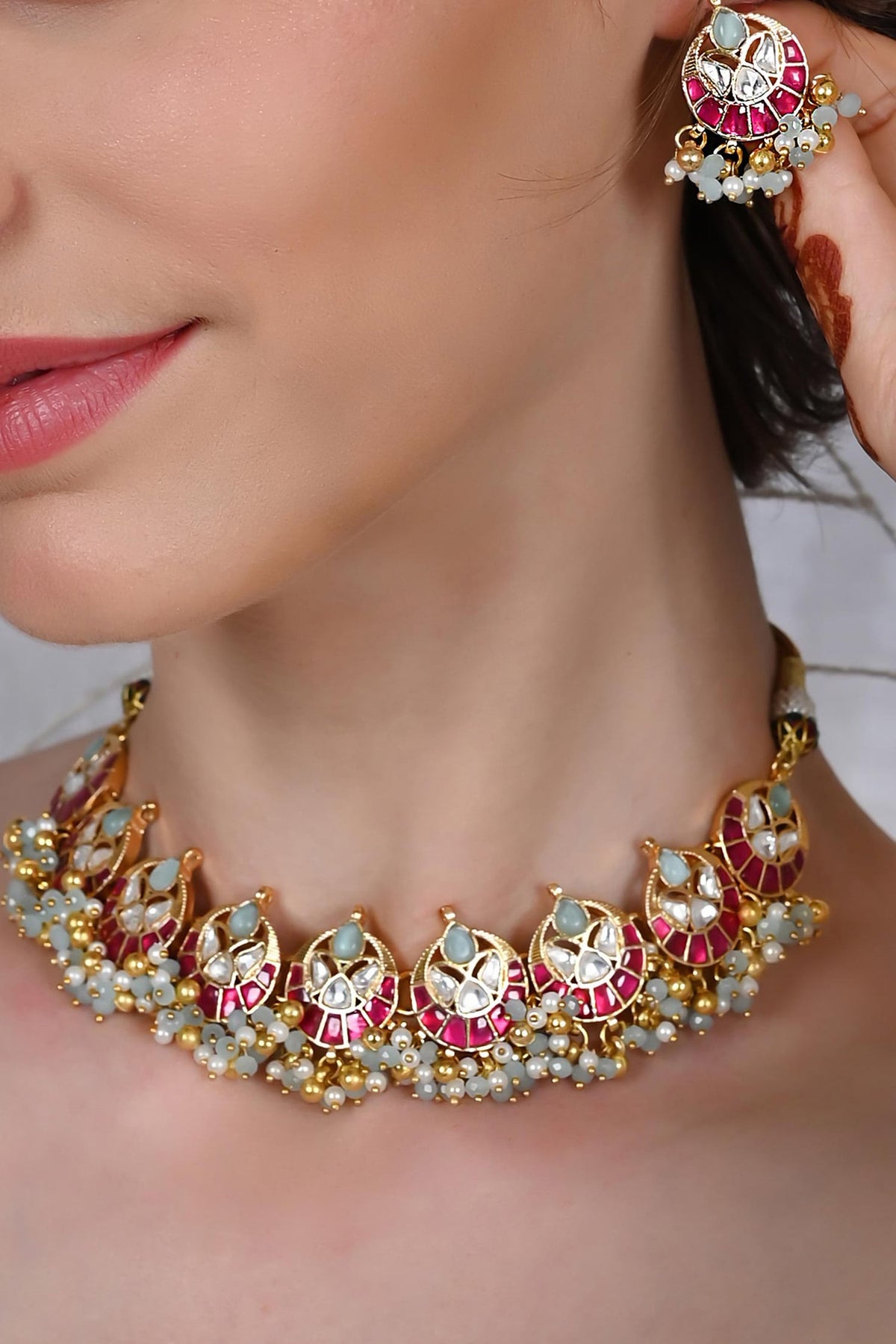 Bullian Bloom Kundan Embellished Choker Set 