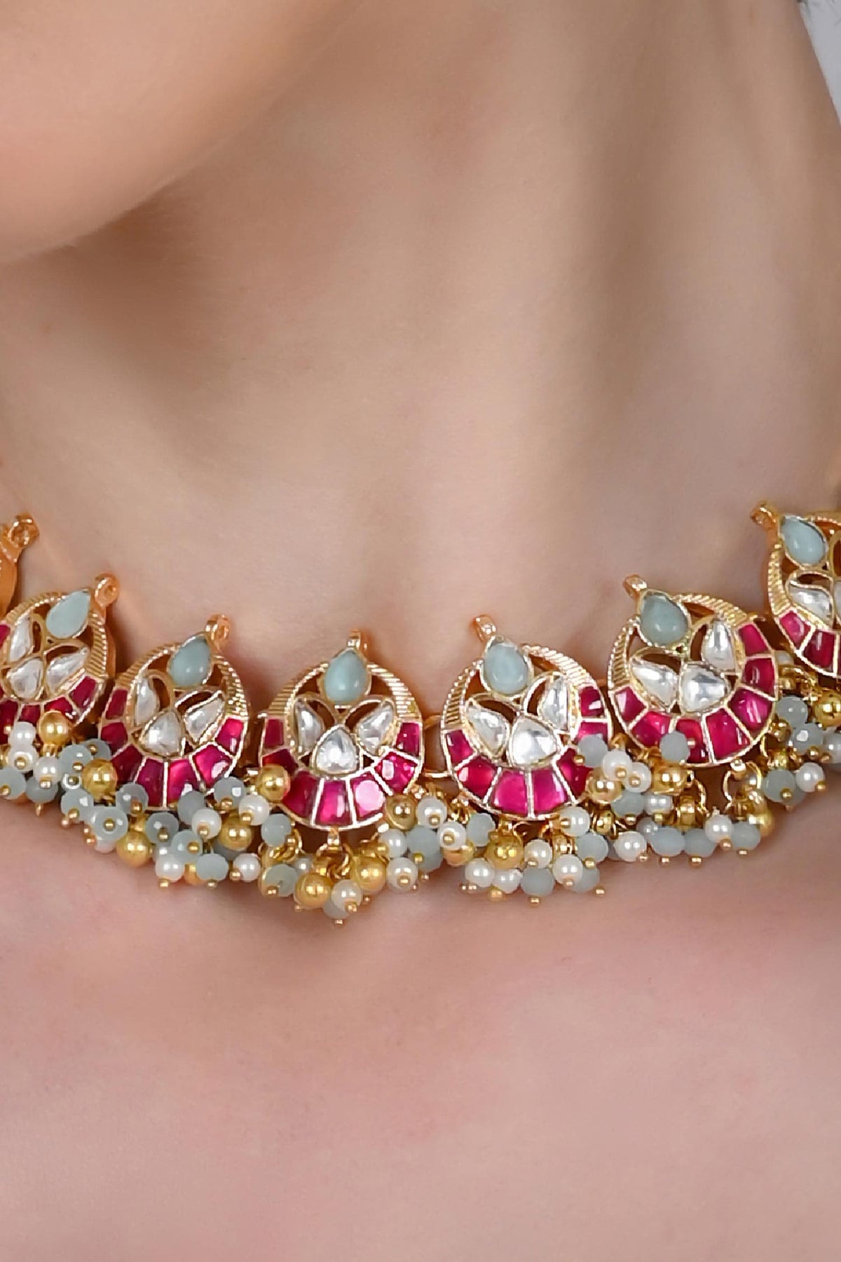 Bullian Bloom Kundan Embellished Choker Set 