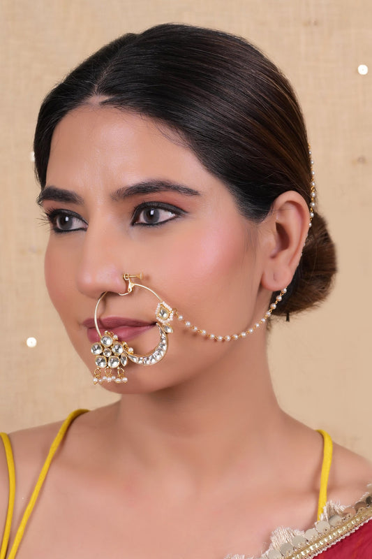 Kundan Pearl Nose Ring 