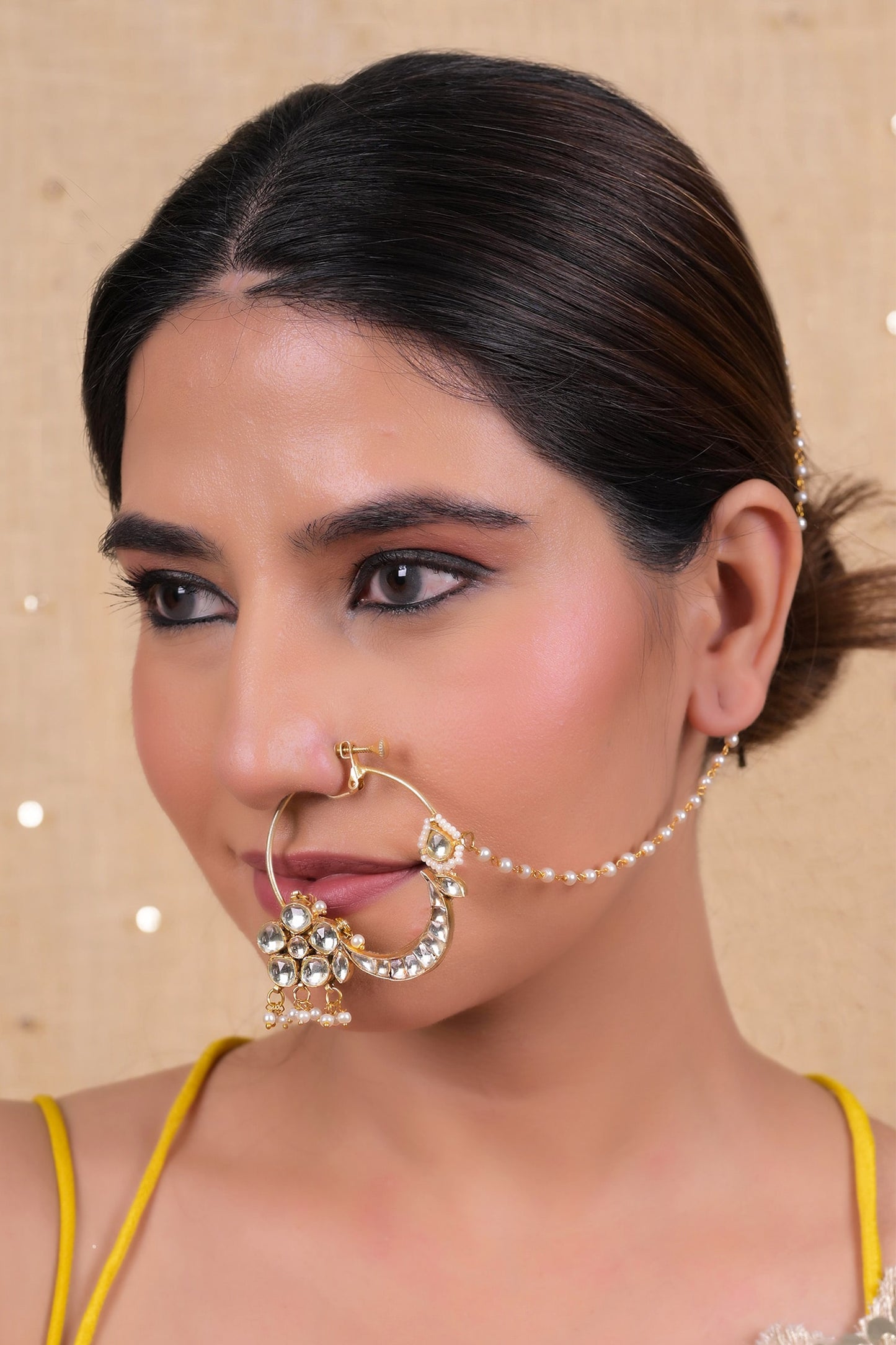 Kundan Pearl Nose Ring 