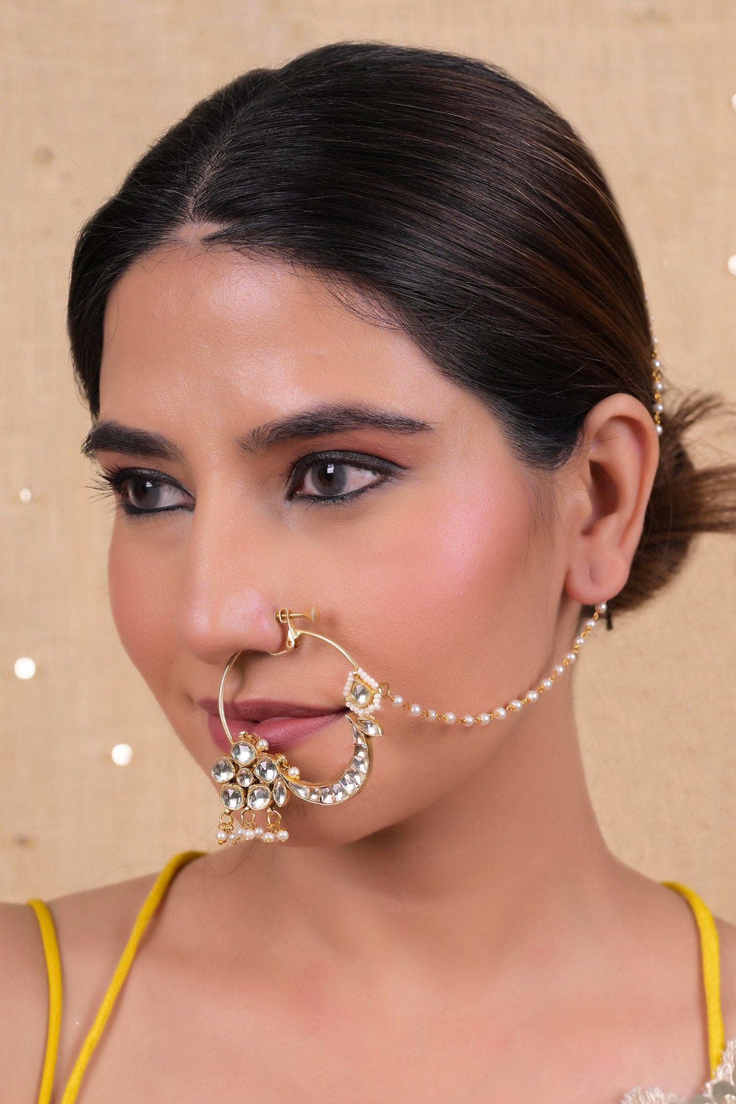 Kundan Pearl Nose Ring 