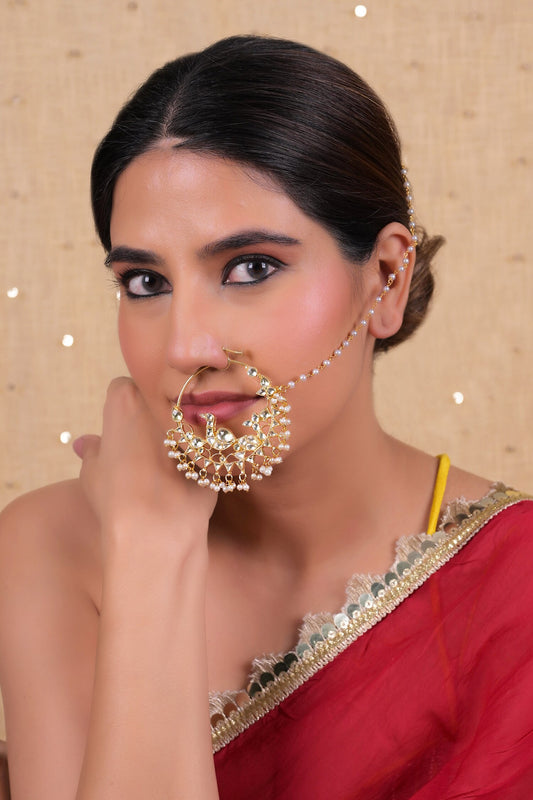 Kundan Pearl Nose Ring 
