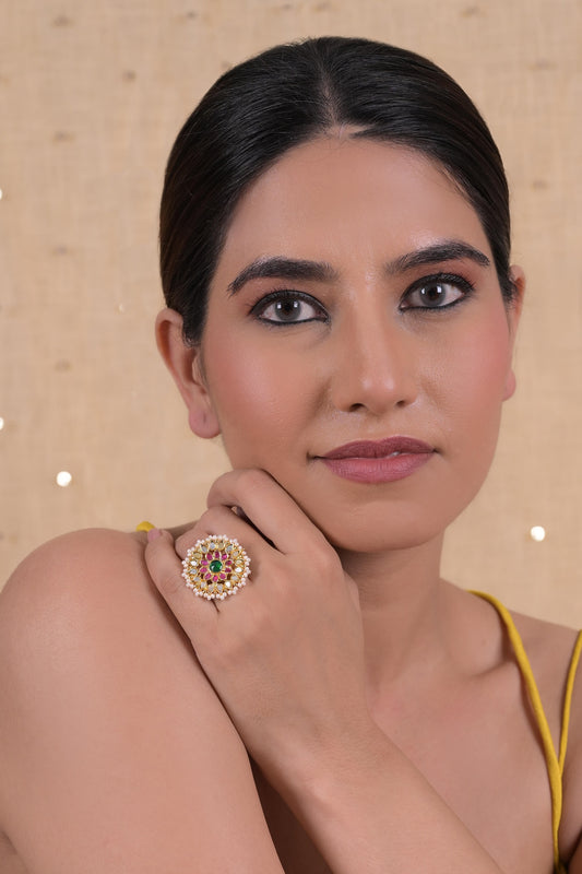Floral Semi Precious Stone Ring 