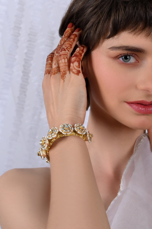 Kundan Pearl Embellished Bracelet 