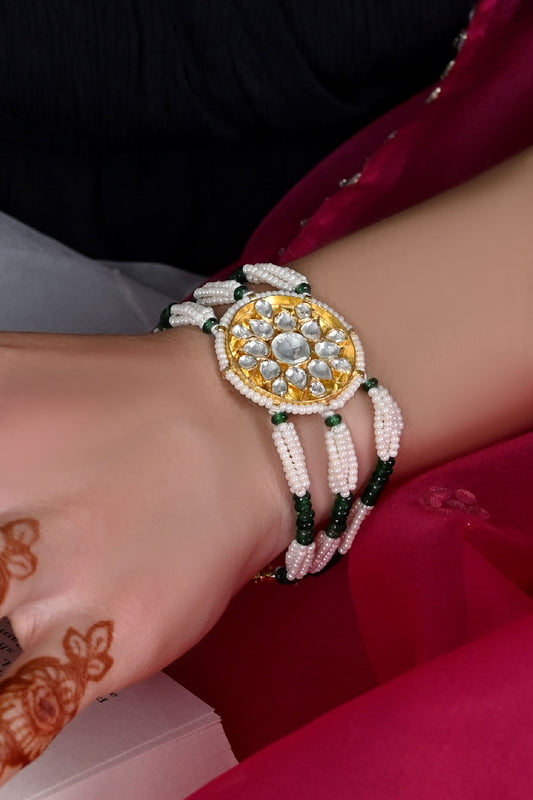 Kundan & Pearl Multistrand Bracelet 