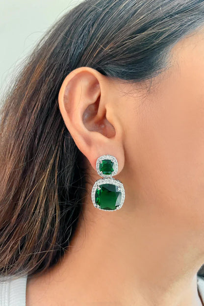 Emerald Stone & Faux Diamonds Jewellery Set 