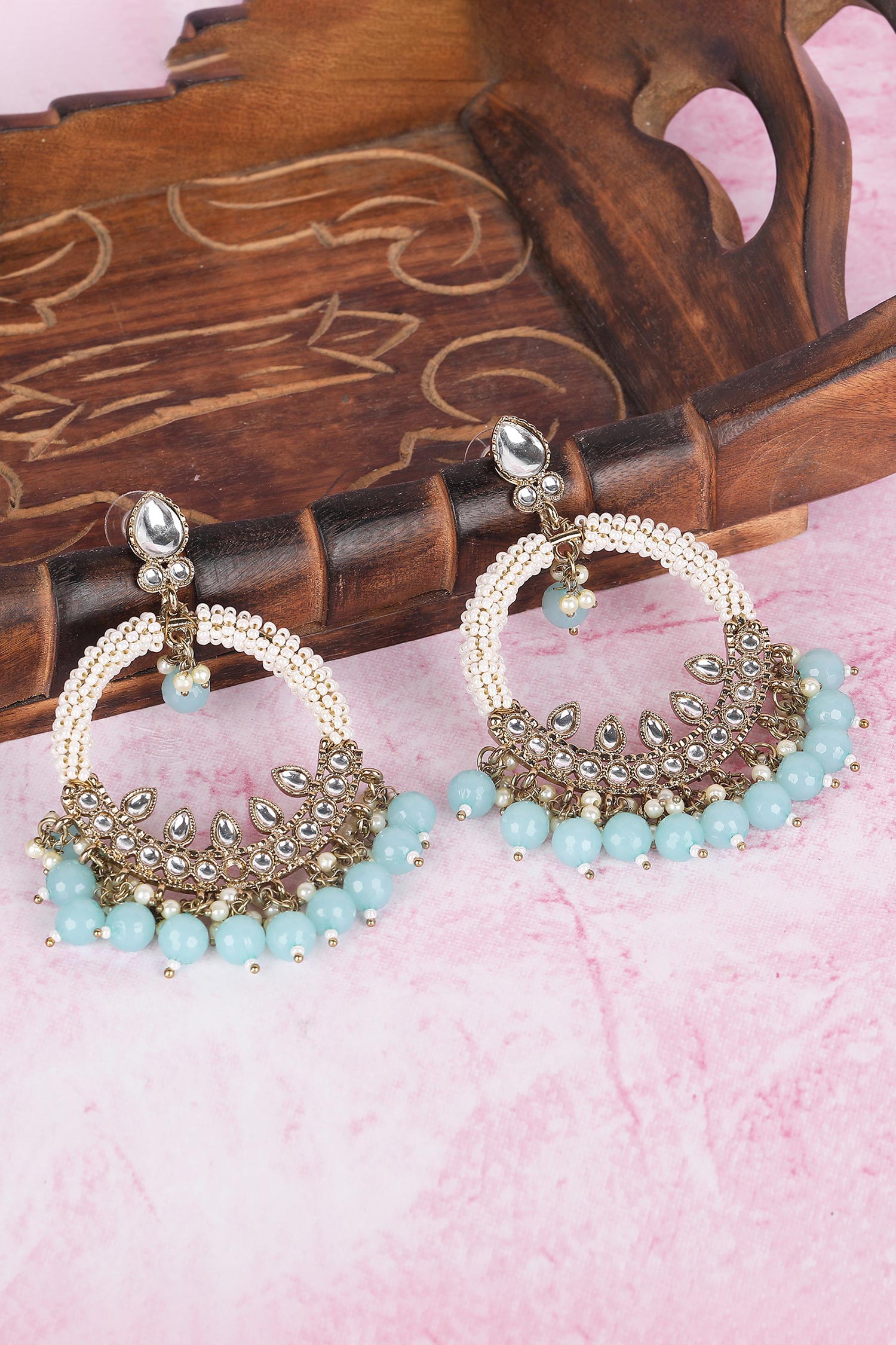 Kundan Bead Tassel Chandbalis 