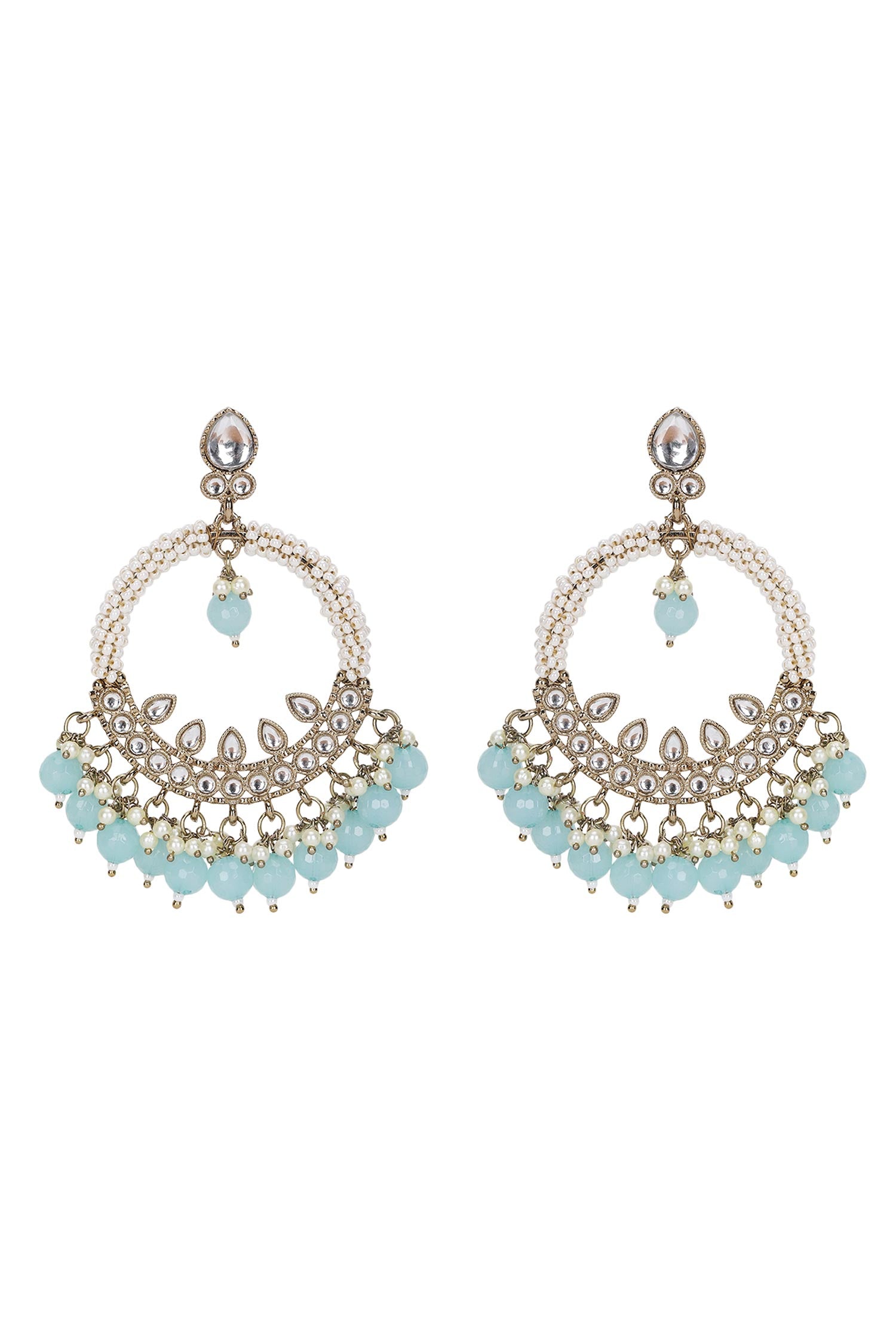 Kundan Bead Tassel Chandbalis 