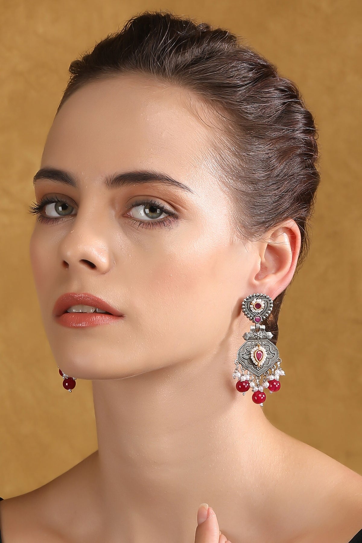 Stone Embellished Dangler Earrings 