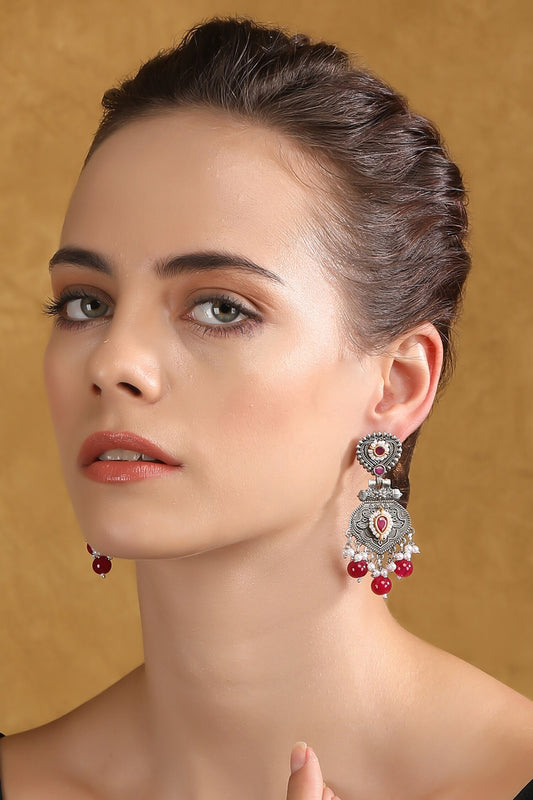 Stone Embellished Dangler Earrings 