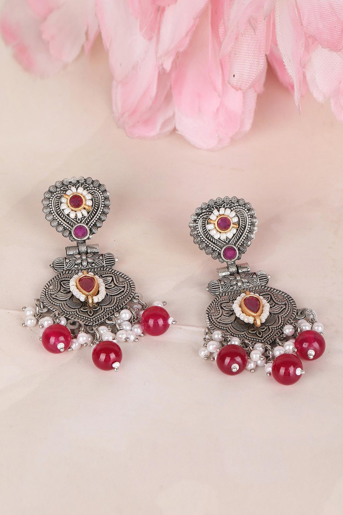 Stone Embellished Dangler Earrings 