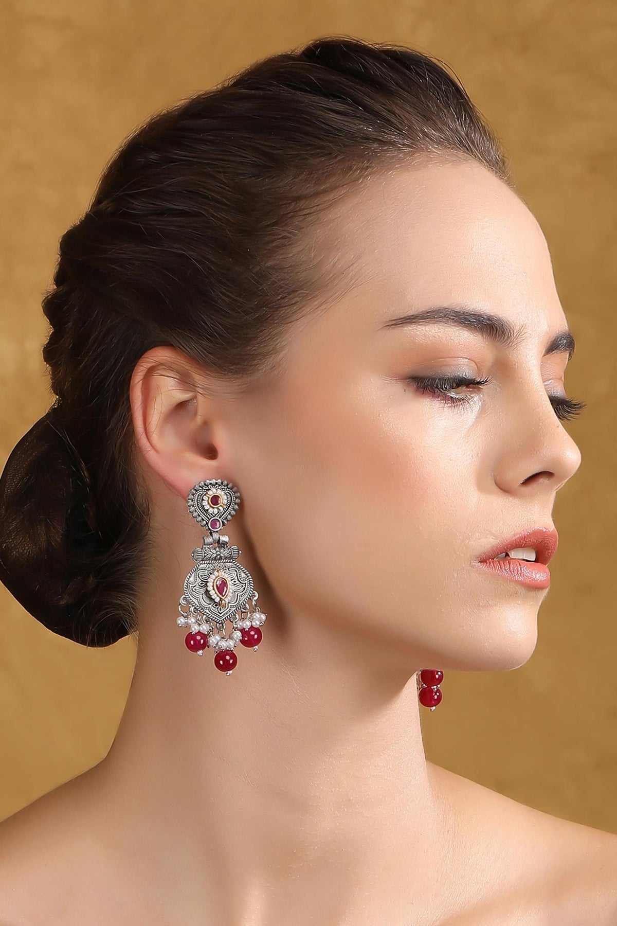 Stone Embellished Dangler Earrings 