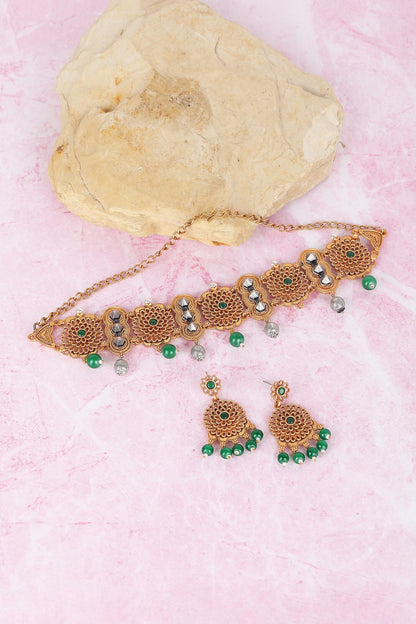 Floral Dual Tone Choker Set 