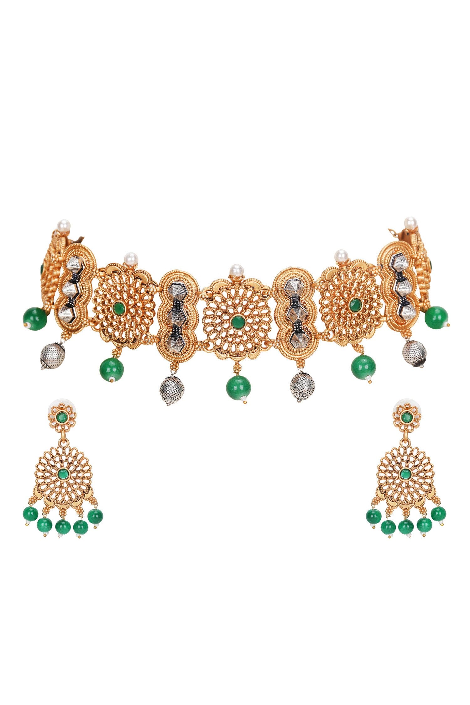 Floral Dual Tone Choker Set 