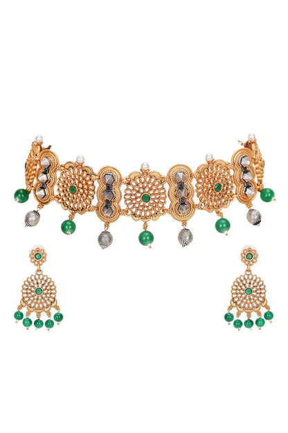 Floral Dual Tone Choker Set 