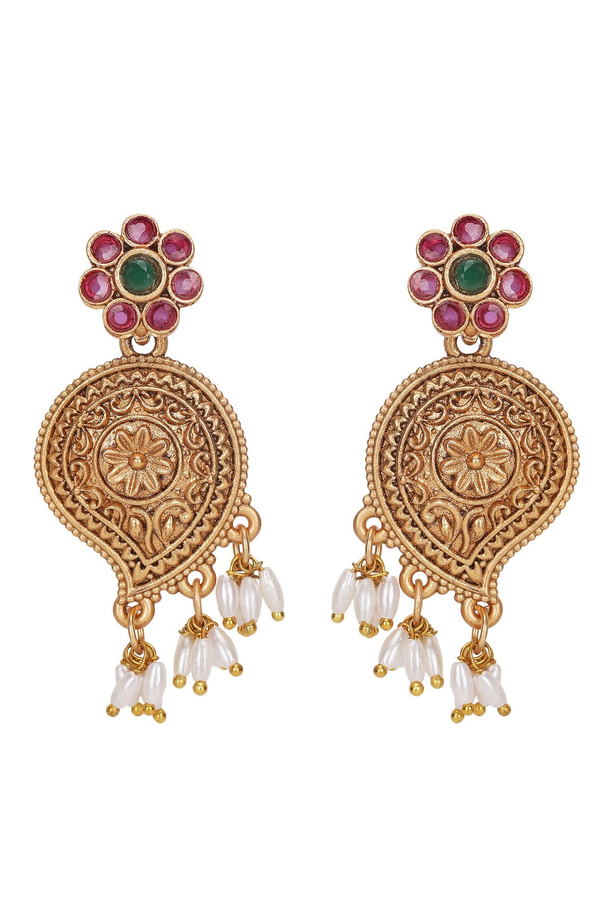 Gold Stone Embellished Peacock Choker Set 