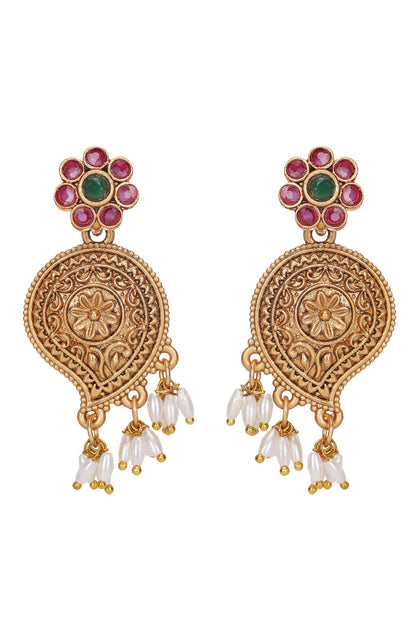 Gold Stone Embellished Peacock Choker Set 