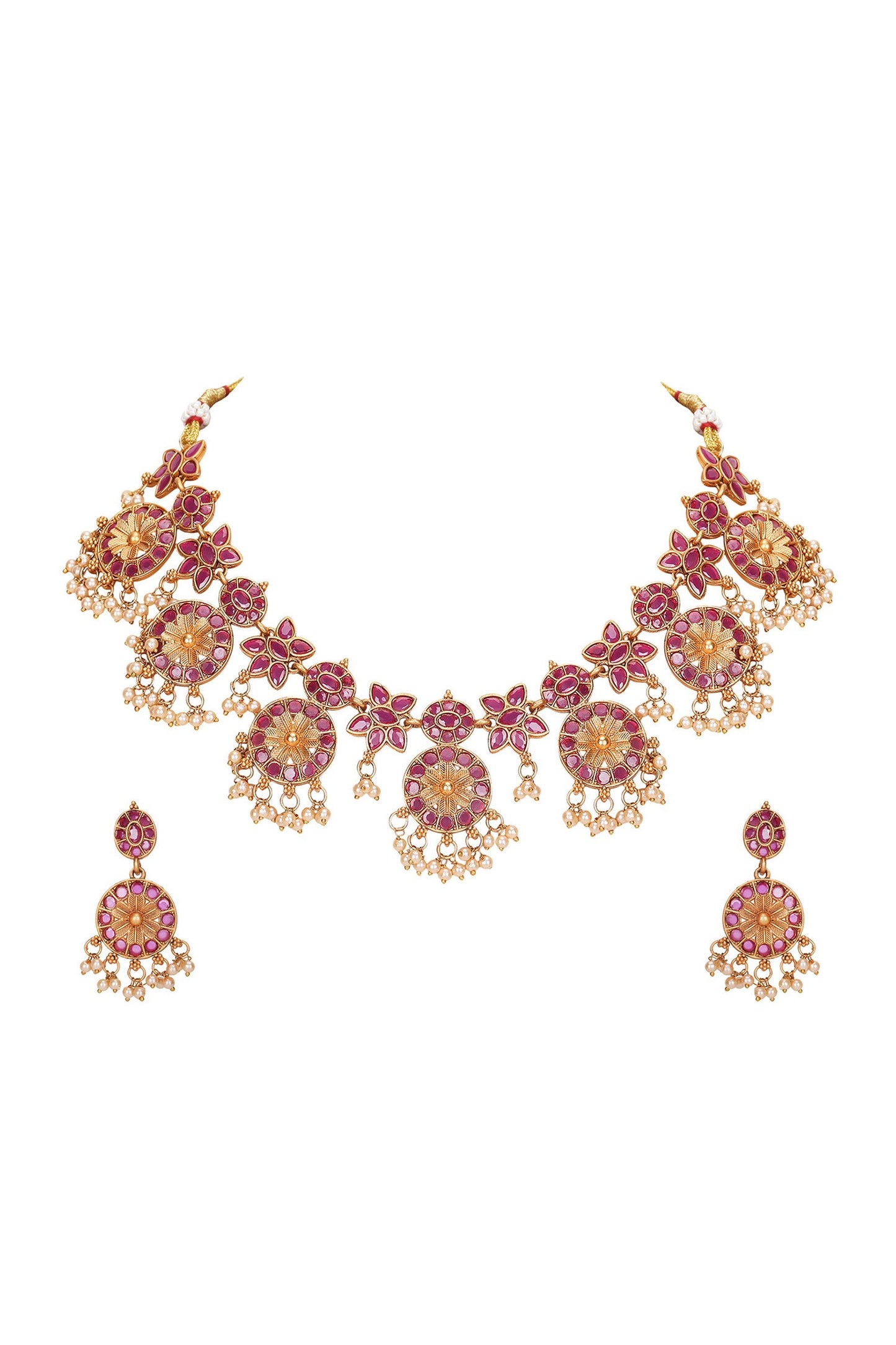 Floral Stone Embellished Choker Set 