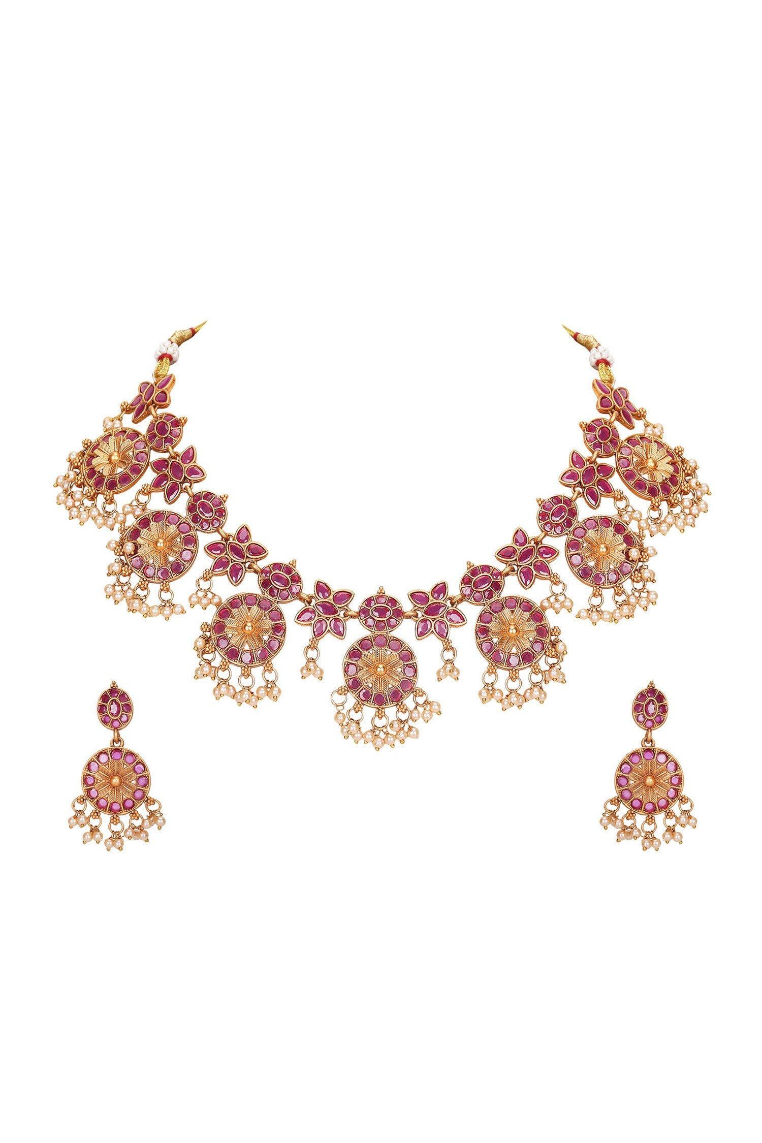 Floral Stone Embellished Choker Set 