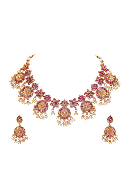 Floral Stone Embellished Choker Set 