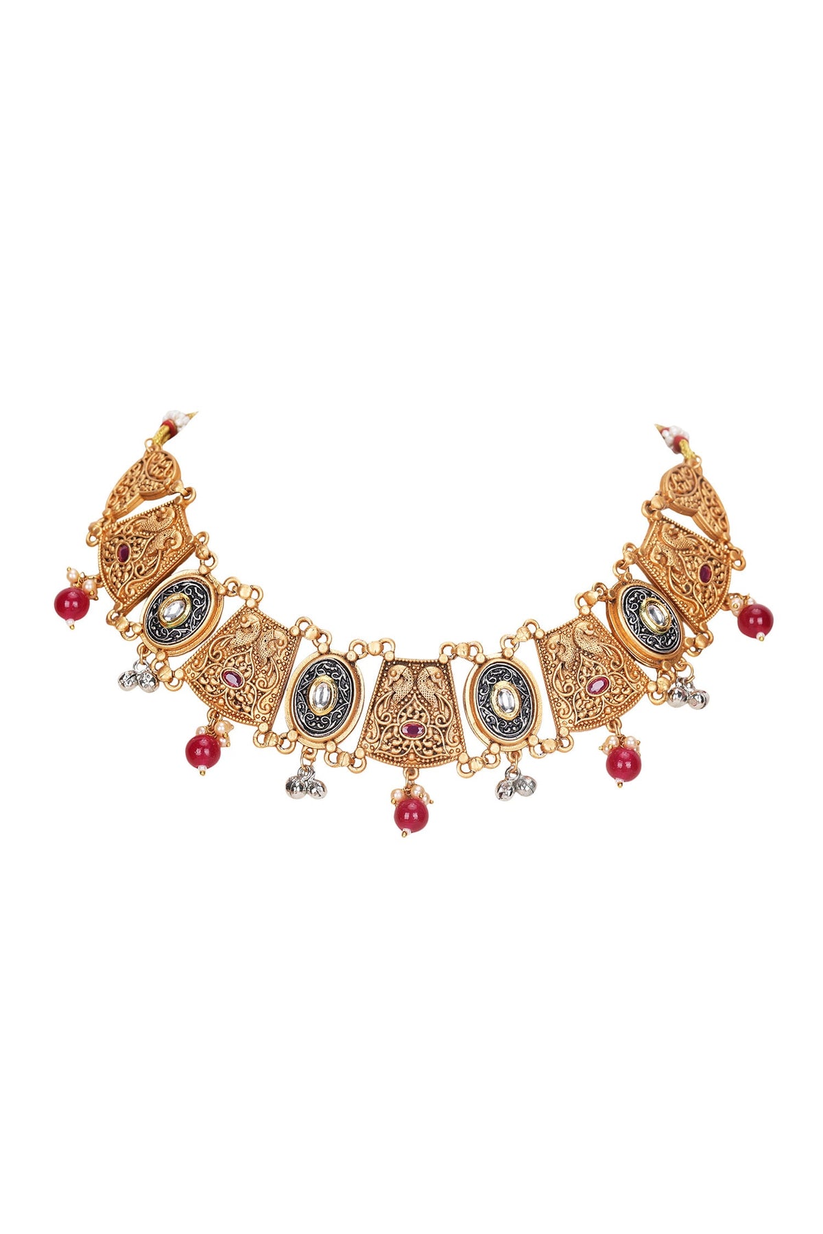 Carved Dual Tone Bar Choker Set 