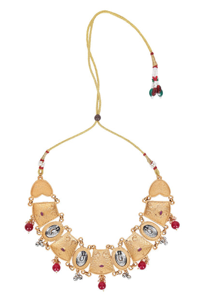 Carved Dual Tone Bar Choker Set 
