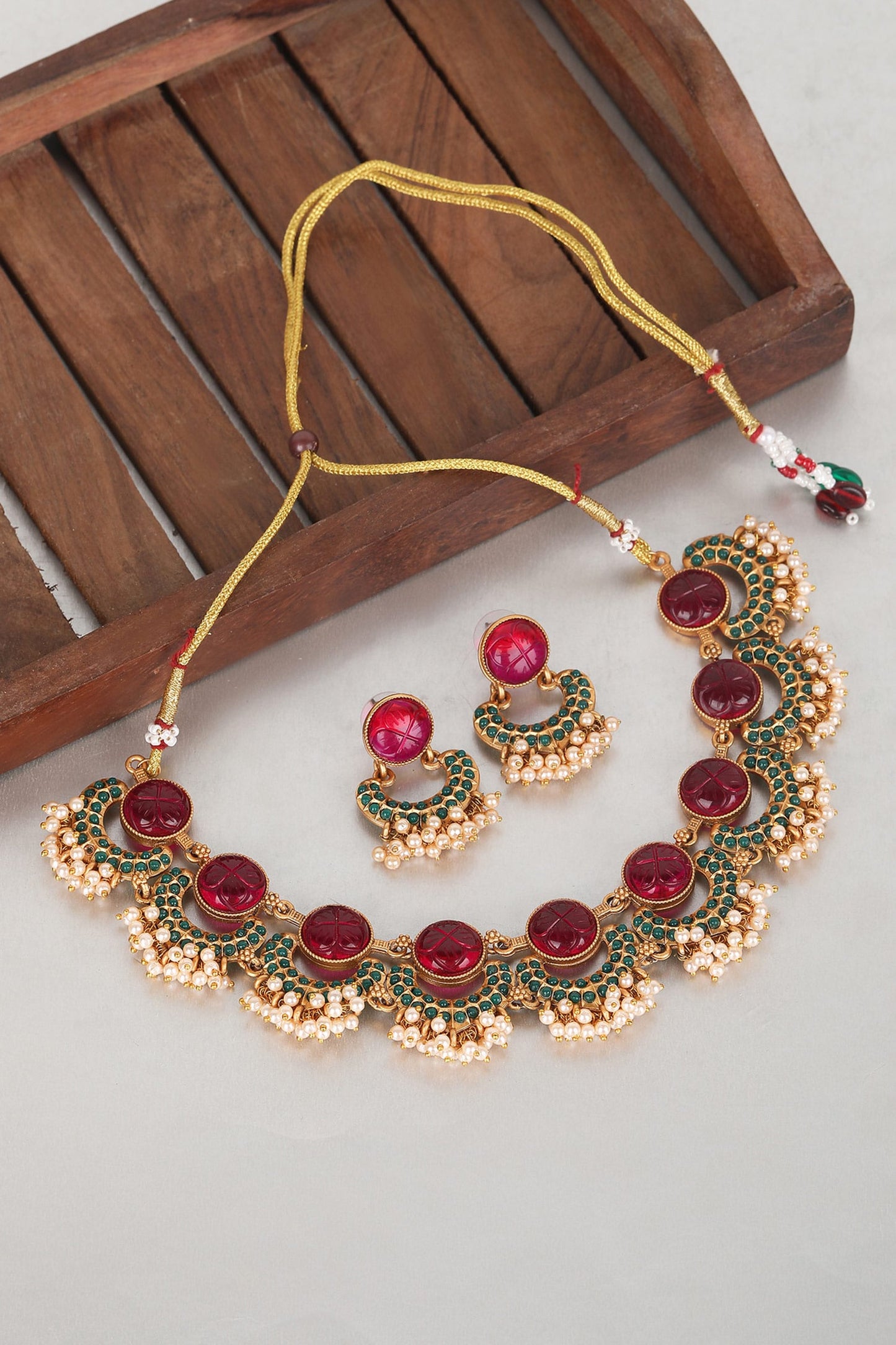 Gold Kundan Half Moon Choker Set 