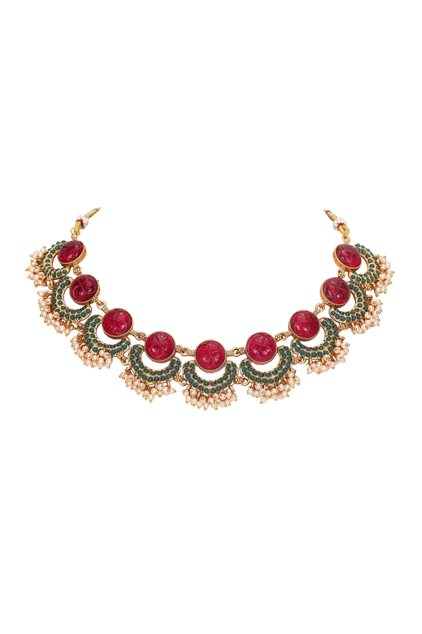 Gold Kundan Half Moon Choker Set 