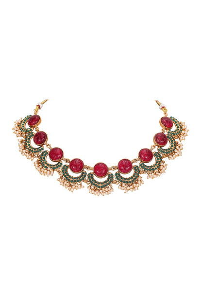 Gold Kundan Half Moon Choker Set 
