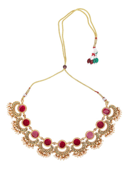 Gold Kundan Half Moon Choker Set 