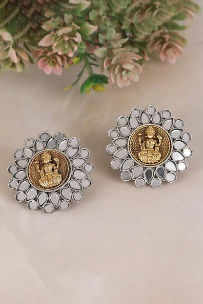 Laxmi Coin Mirrorwork Studs 