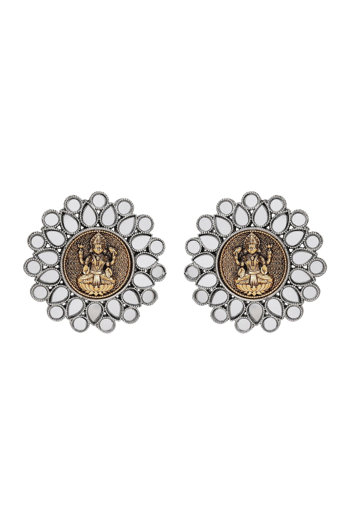 Laxmi Coin Mirrorwork Studs 