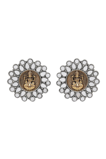 Laxmi Coin Mirrorwork Studs 