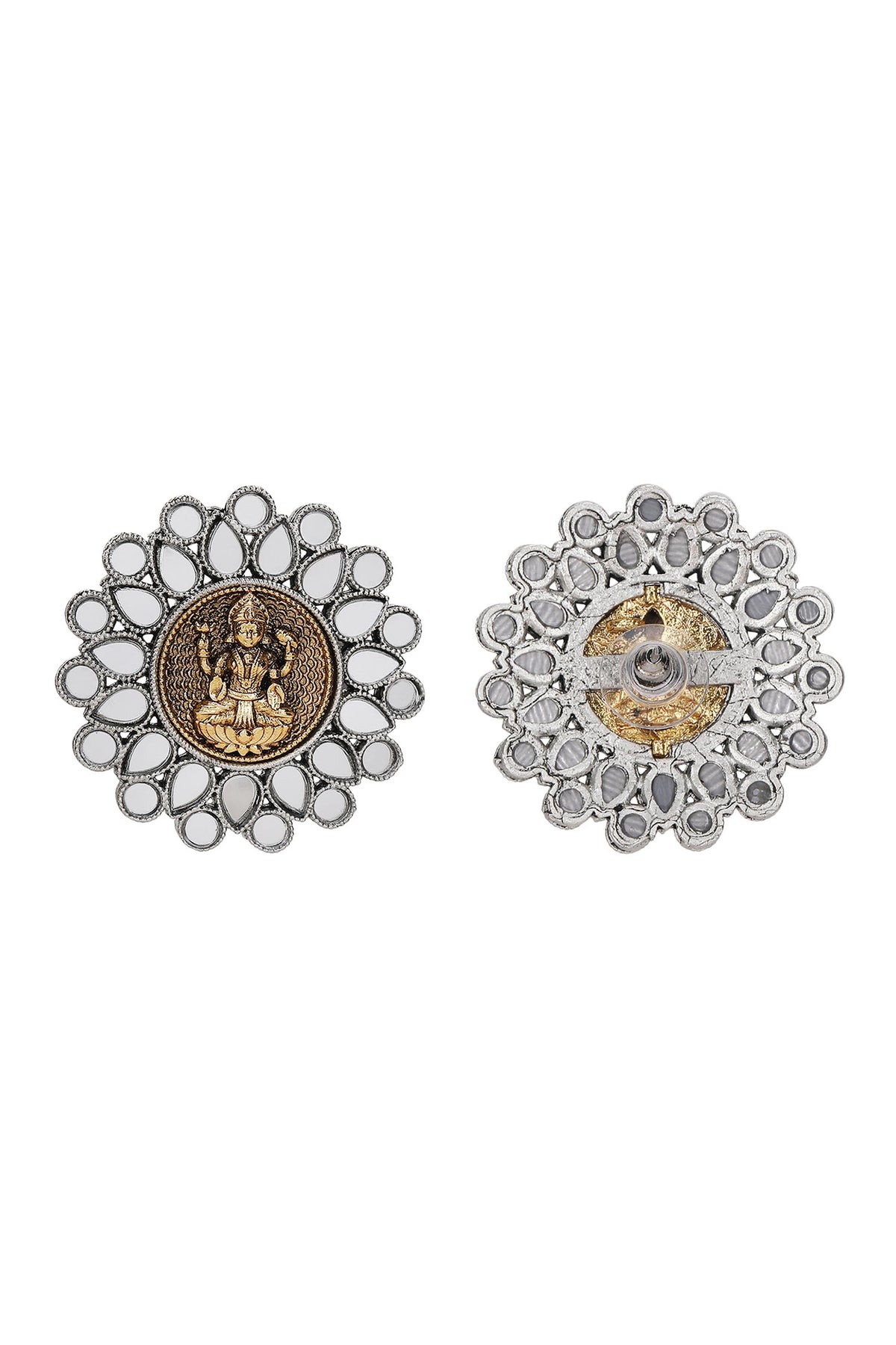 Laxmi Coin Mirrorwork Studs 
