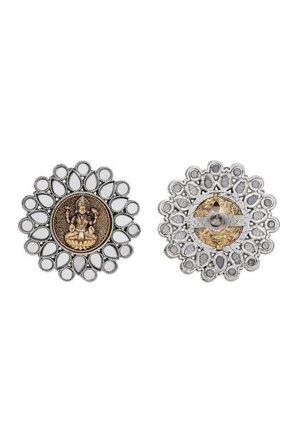 Laxmi Coin Mirrorwork Studs 