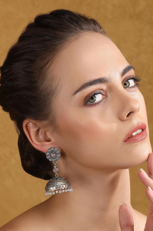 Floral Stone Jhumkas 