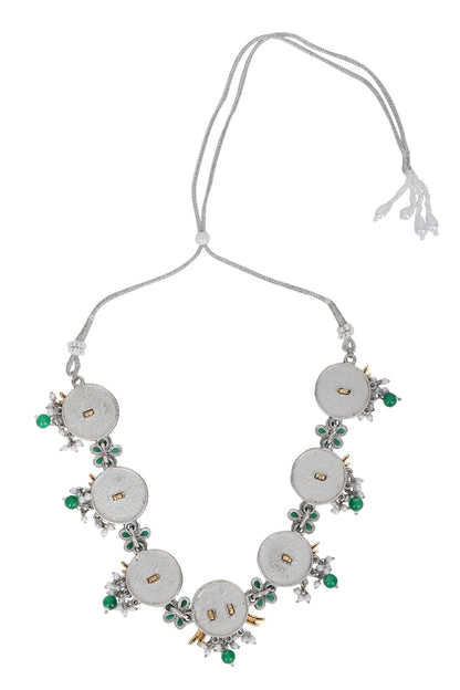 Dual Tone Stone Embellished Choker Set 