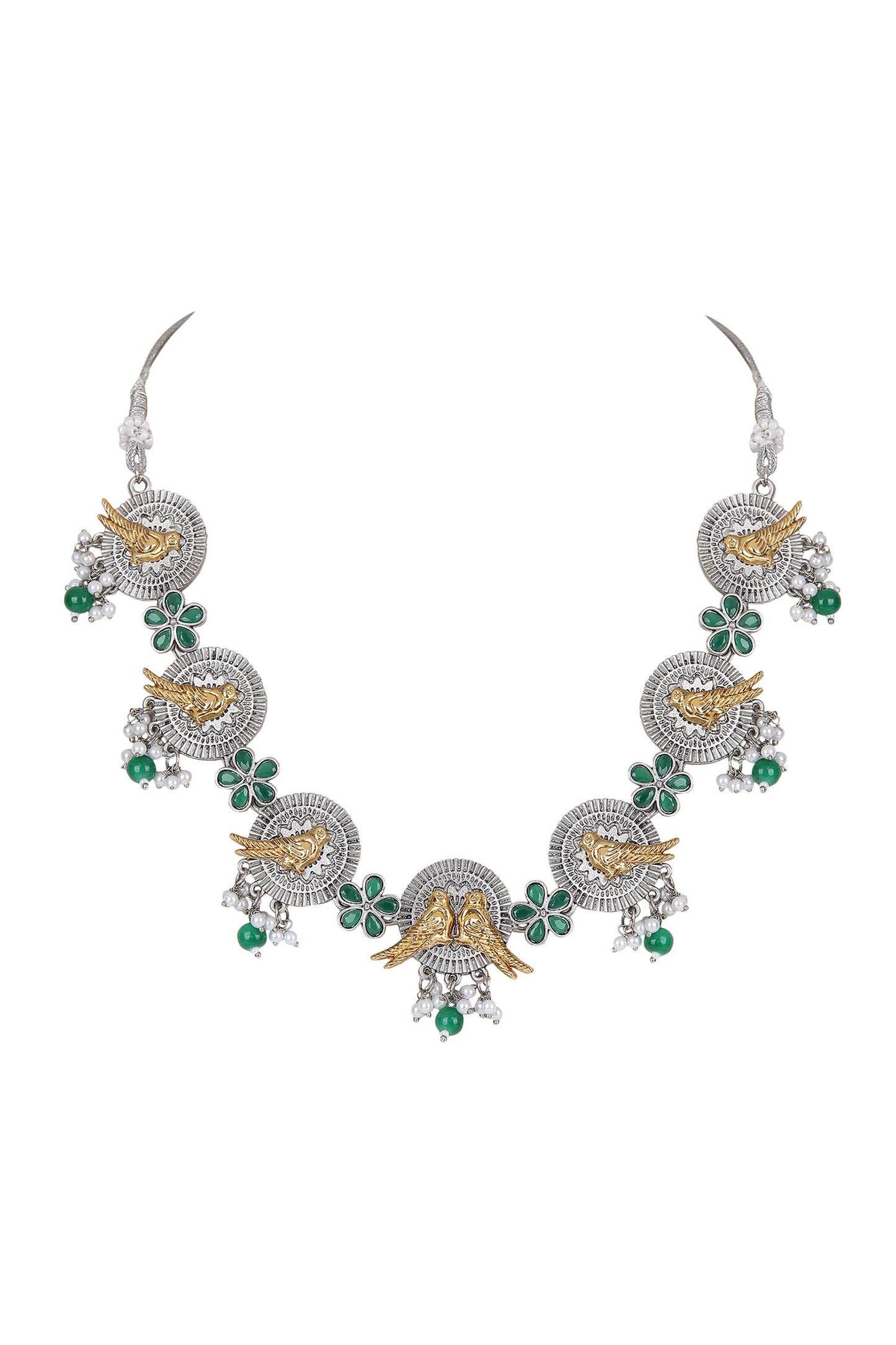 Dual Tone Stone Embellished Choker Set 